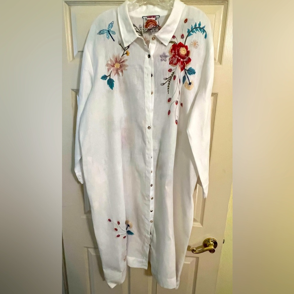 Fabulous Johnny Was linen peacock dress.